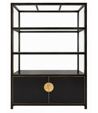 Fine Asianliving OUTLET Chinese Display Kast met Glas Panelen B142xD50xH215cm ZELF OPHALEN