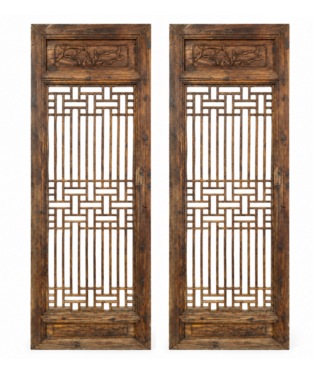 Fine Asianliving Antieke Chinese Wand Panelen Hout Handgesneden Set/2 B53xD5xH184cm