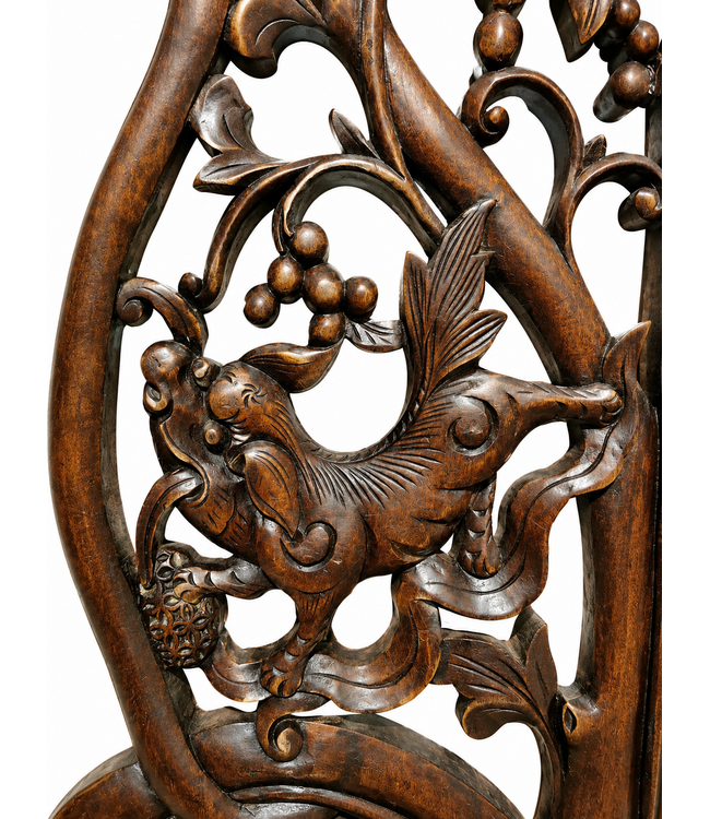 Antieke Chinese Poort Handgesneden Houten Panelen 3-delig B185xH155cm