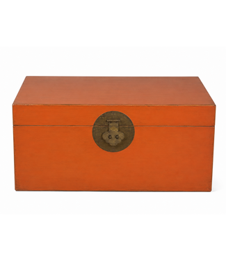 Fine Asianliving Malle Coffre de Rangement Chinois Ancien Rouge L90xP60xH43cm