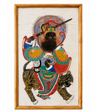 Fine Asianliving Antique Chinese Painting in Frame Warrior Guan Yu W72xH125cm