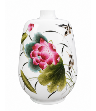 Fine Asianliving Chinese Vase Porcelain Lotus D20xH30cm