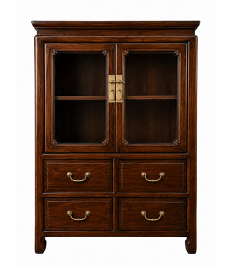 Fine Asianliving Bibliothèque Étagère de Rangement Chinoise Brune L82xP48xH115cm