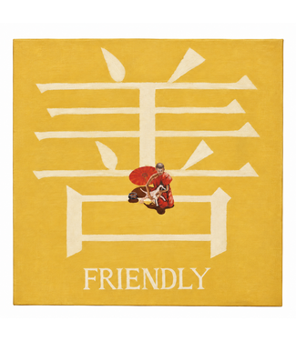 Fine Asianliving Olieverfschilderij Handgeschilderd Vriendelijk 75x75cm
