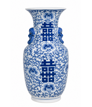 Fine Asianliving Chinese Vase Blue White Double Happiness H41cm