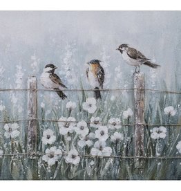 Canvas schilderij " vogels in weide"