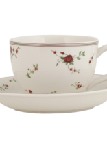 Clayre en Eef Tasse und Untertasse mit roten Rosen