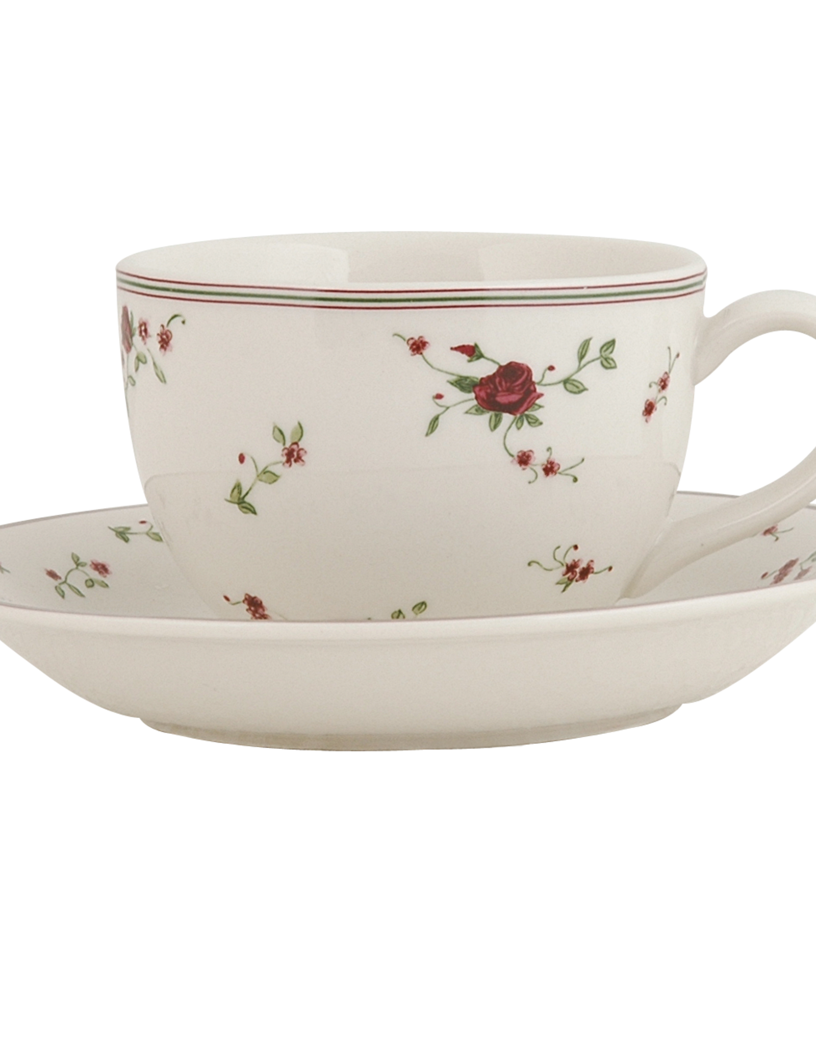 Clayre en Eef Tasse und Untertasse mit roten Rosen