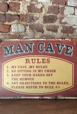 Tekstbord "MAN CAVE RULES "