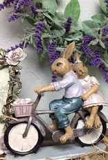 Decoratie konijntjes koppel op fiets