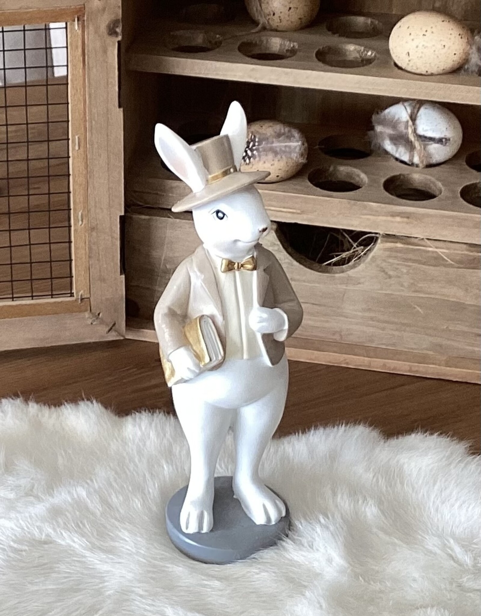 Decoratie konijn met  boek