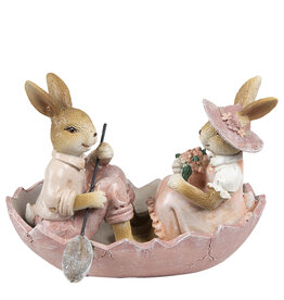 Decoratie konijntjes koppel in roeiboot