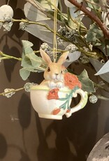 Rabbit with flowers in cup/ set 3