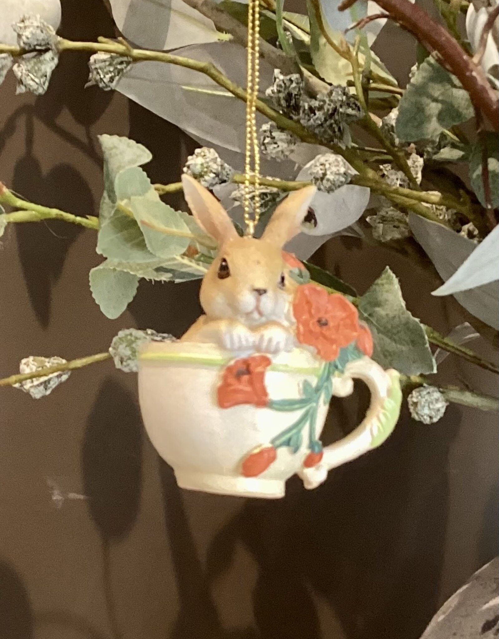 Rabbit with flowers in cup/ set 3