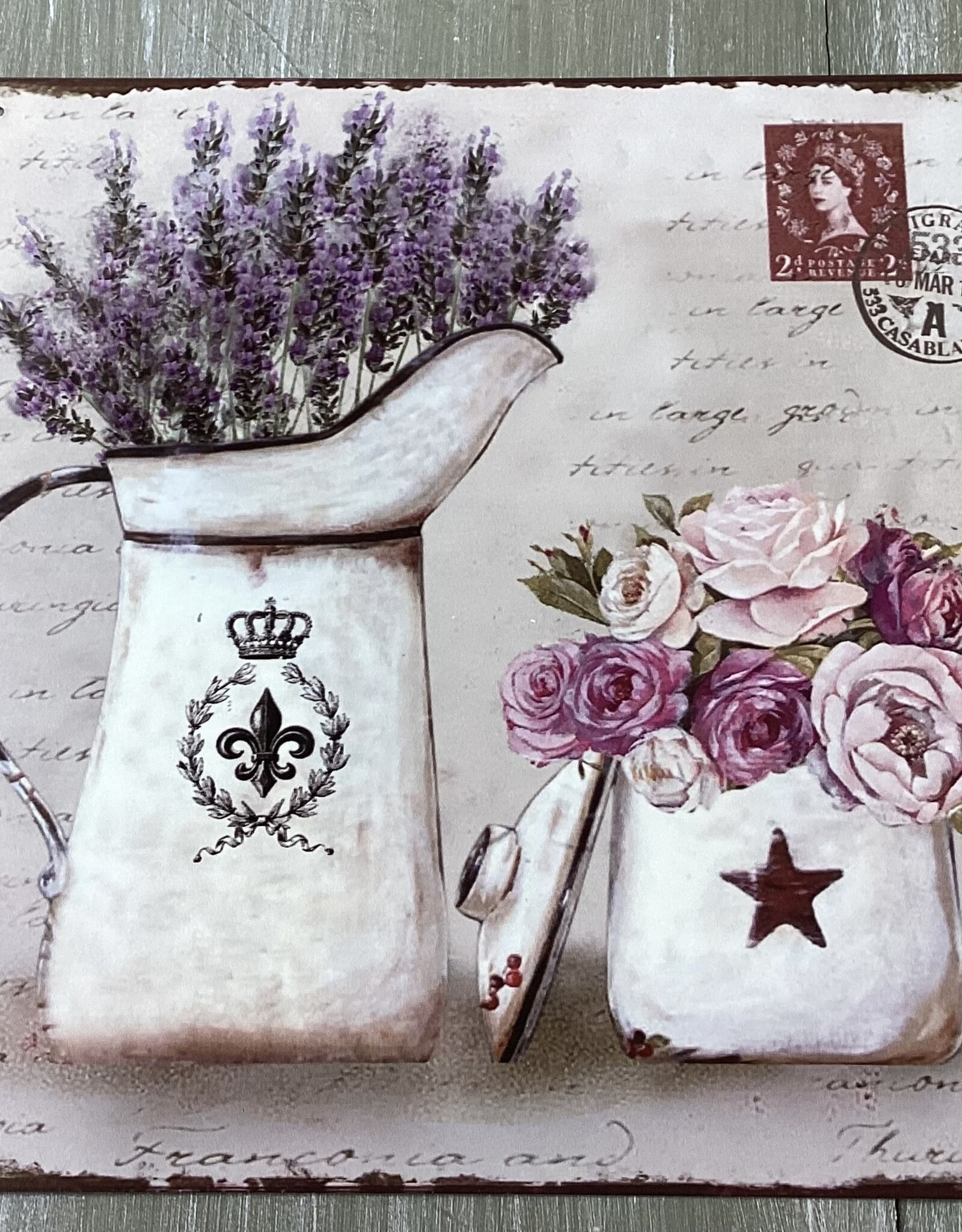 Wanddekoration Lavendel und Rosen