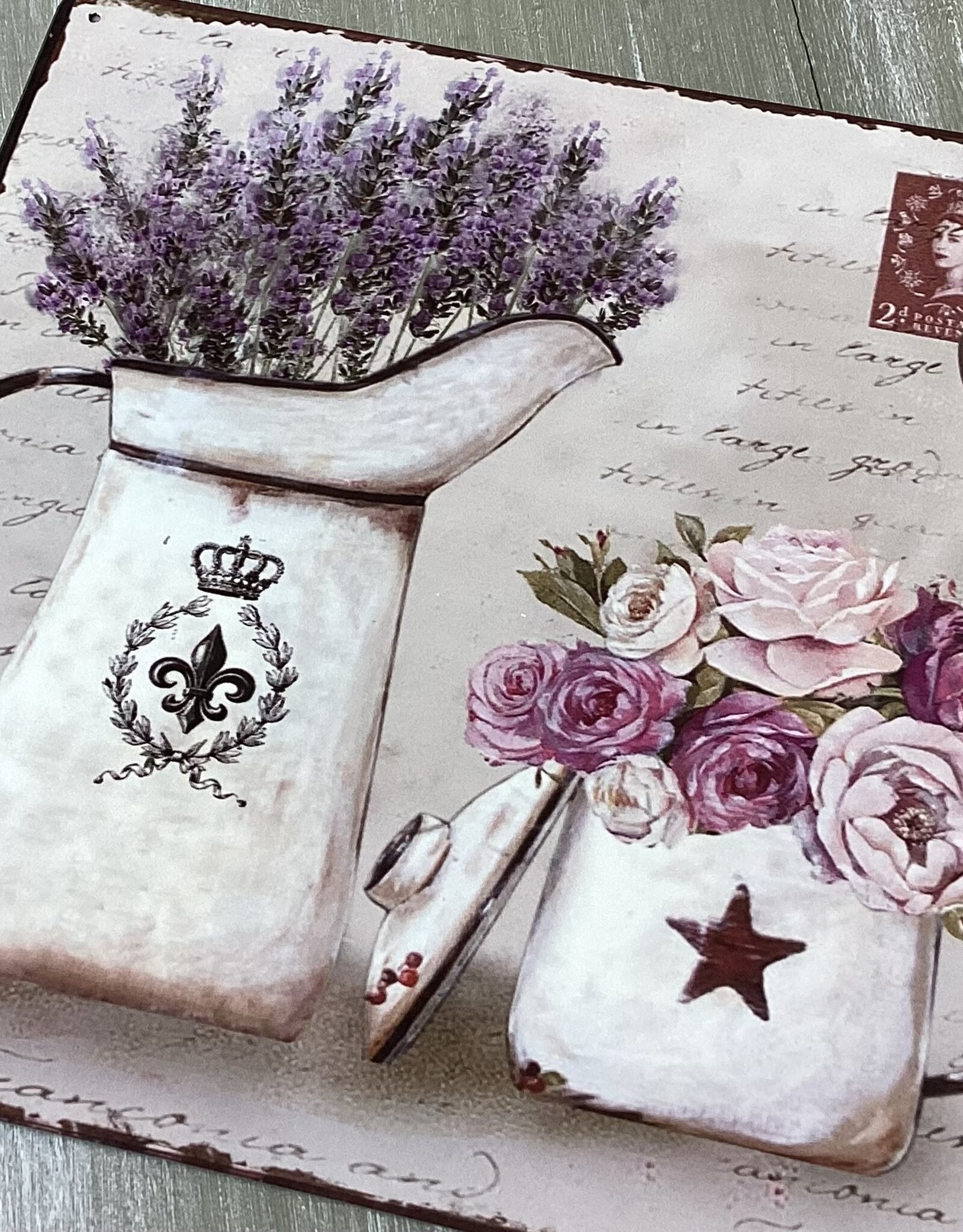 WandecoratieLavendel en rozen