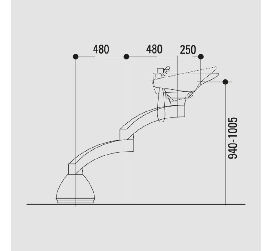 Contura Swing Zwenkarm wasbak.(360°)