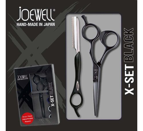 Joewell X-Set Black 5.75 Kappersschaar + Gratis Feather Razor black