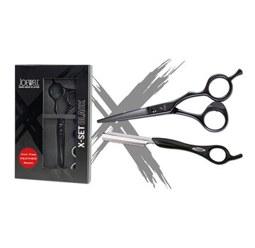 Joewell X-Set Black 5.75 Kappersschaar + Gratis Feather Razor black