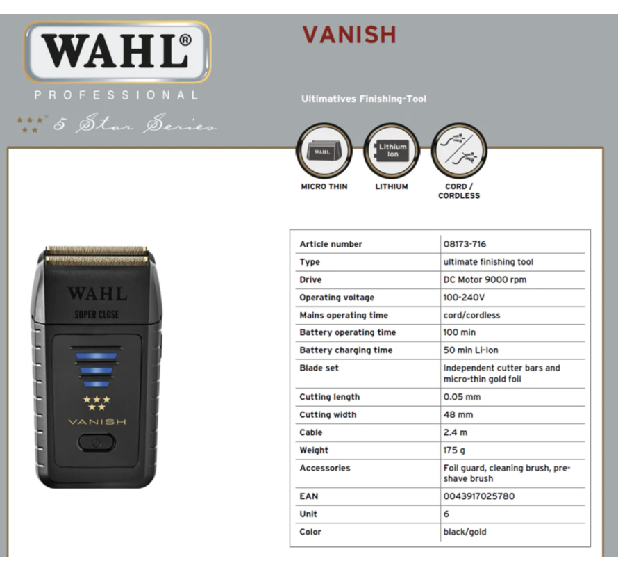 Vanish Shaver, Actie