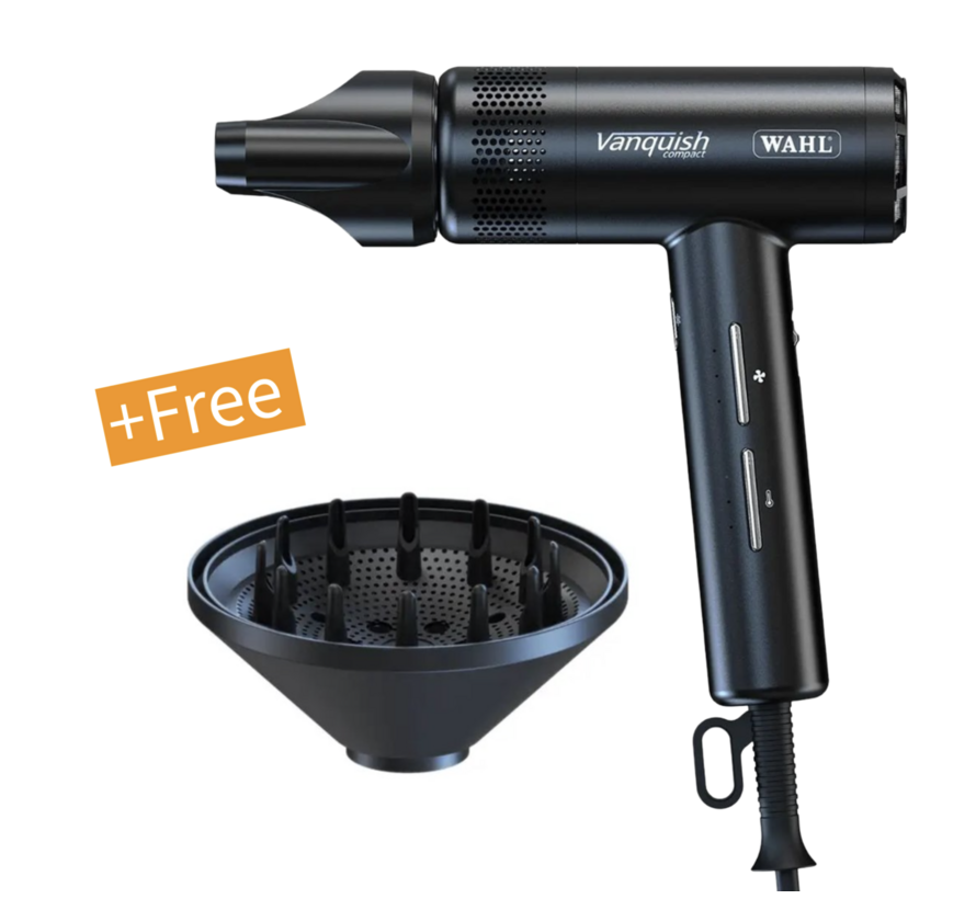 Haardroger Vanquish Compact Zwart + Gratis Diffuser