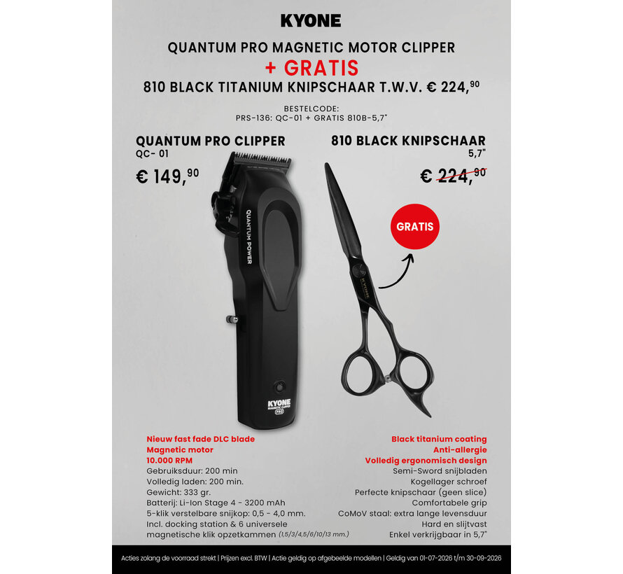 Promo! Quantum Pro tondeuse + gratis 810B-5,7" Black knipschaar