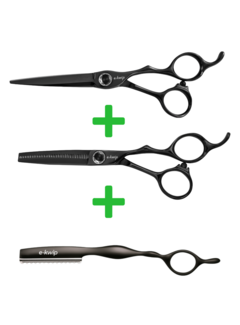 E-Kwip Kuro Kappersscharen Set Black + Gratis E-Kwip Razor