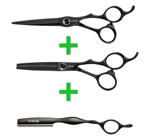 E-Kwip Kuro Kappersscharen Set Black + Gratis E-Kwip Razor