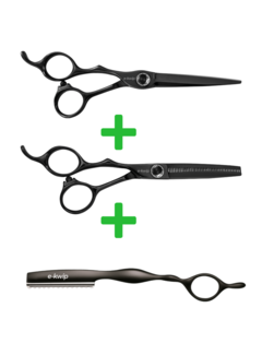 E-Kwip Kuro Kappersscharen Set Black  LEFT + Gratis E-Kwip Razor