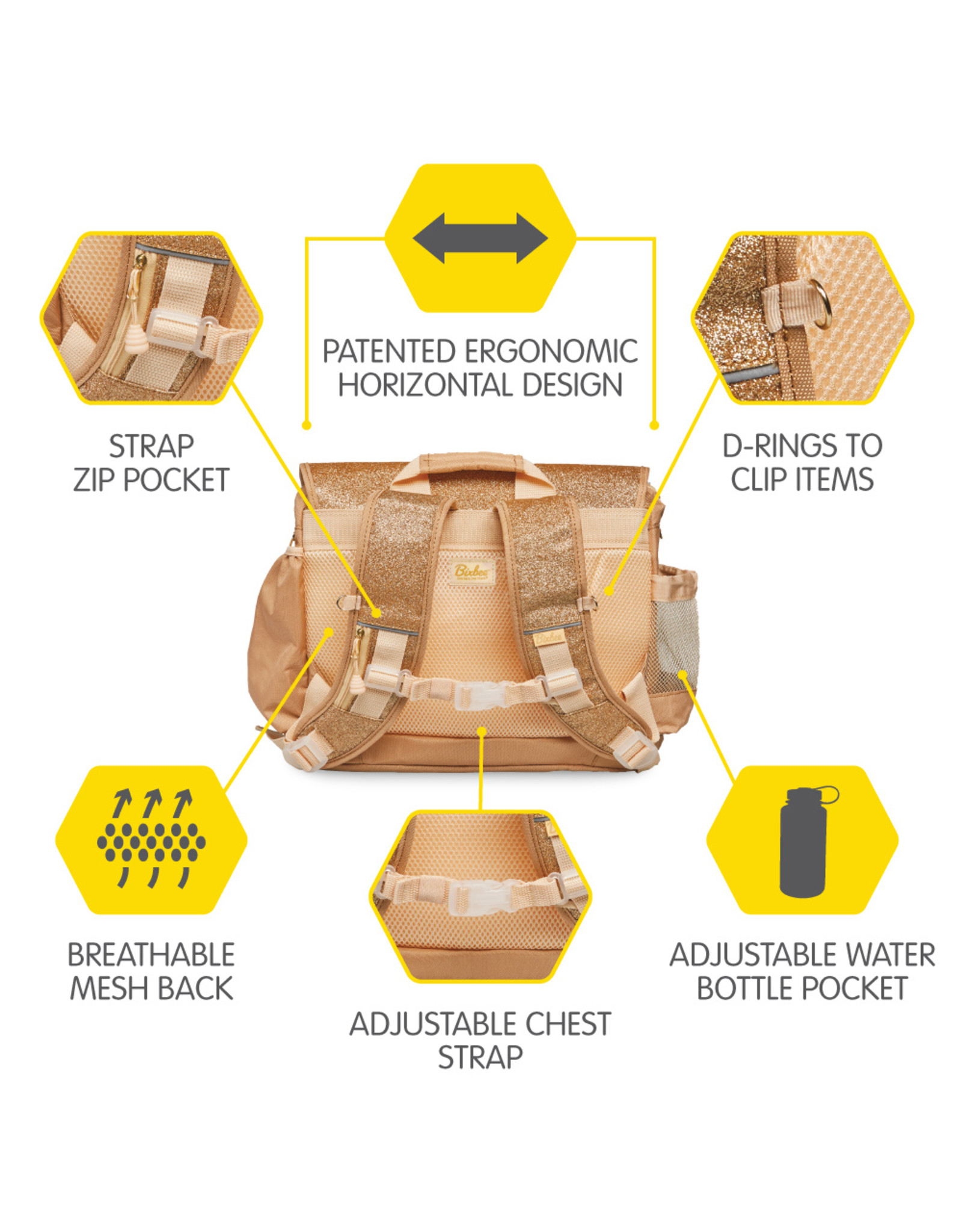 Bixbee Sparkalicious Backpack Large  (Gold)
