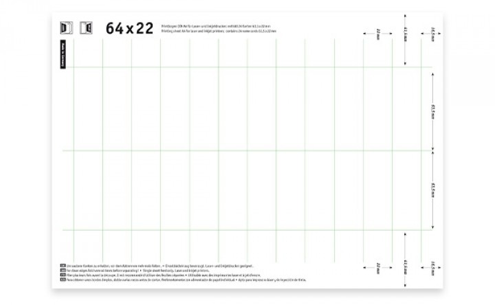 Druckbogen für Namensschilder im Format 64 x 22 mm