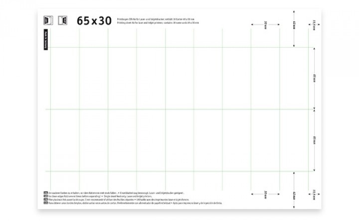 Druckbögen für Namensschilder im Format 65 x 30 mm (P30)