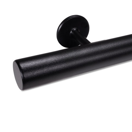 Handlauf schwarz - rund - mit Handlaufhaltern Typ 5 - nach Maß - Treppengeländer Metall / Stahl beschichtet - RAL 9005