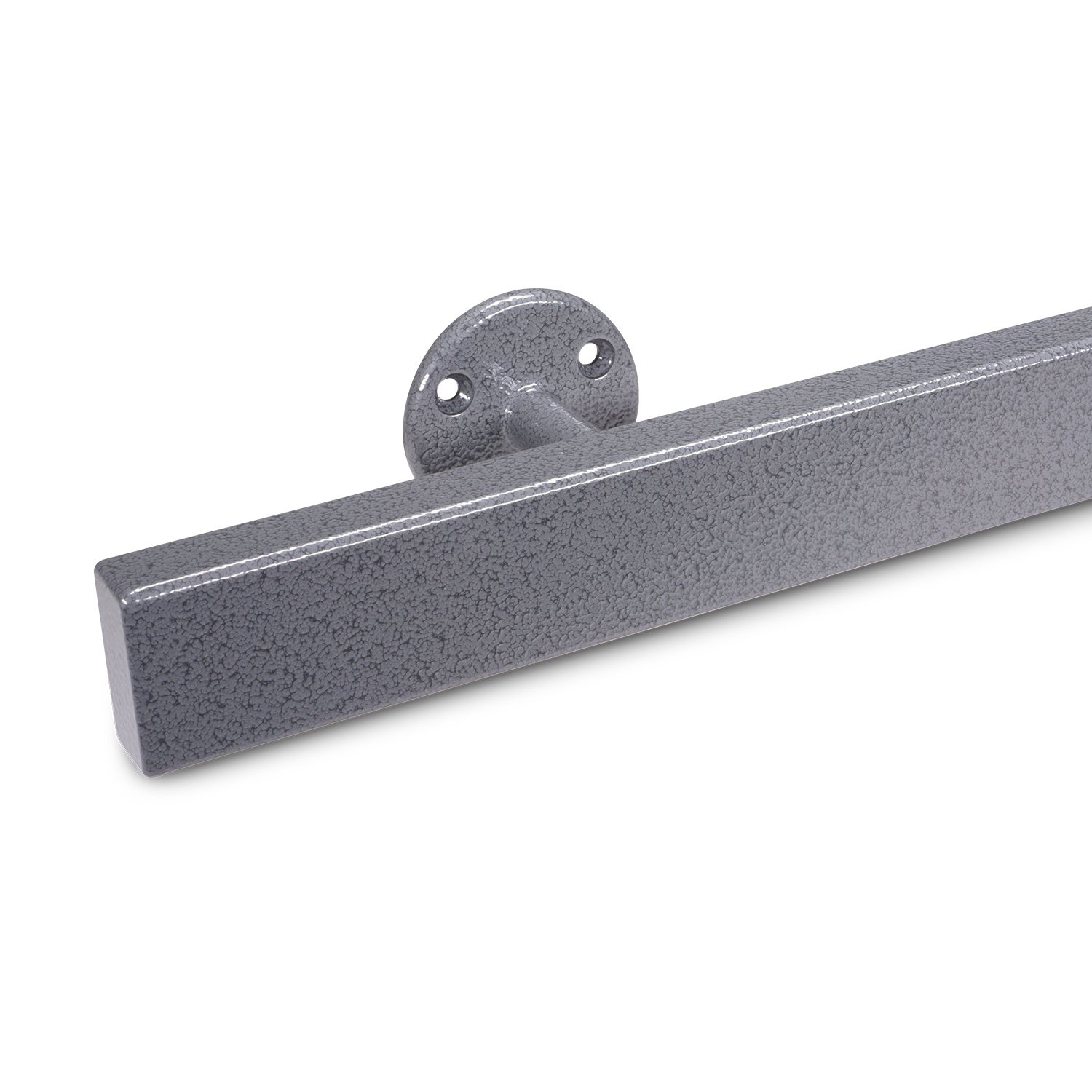  Handlauf Hammerschlag Optik beschichtet viereckig 40x20  Modell 4 - Rechteckige Treppengeländer - Treppenhandlauf mit grauem Hammerschlag Pulverbeschichtung