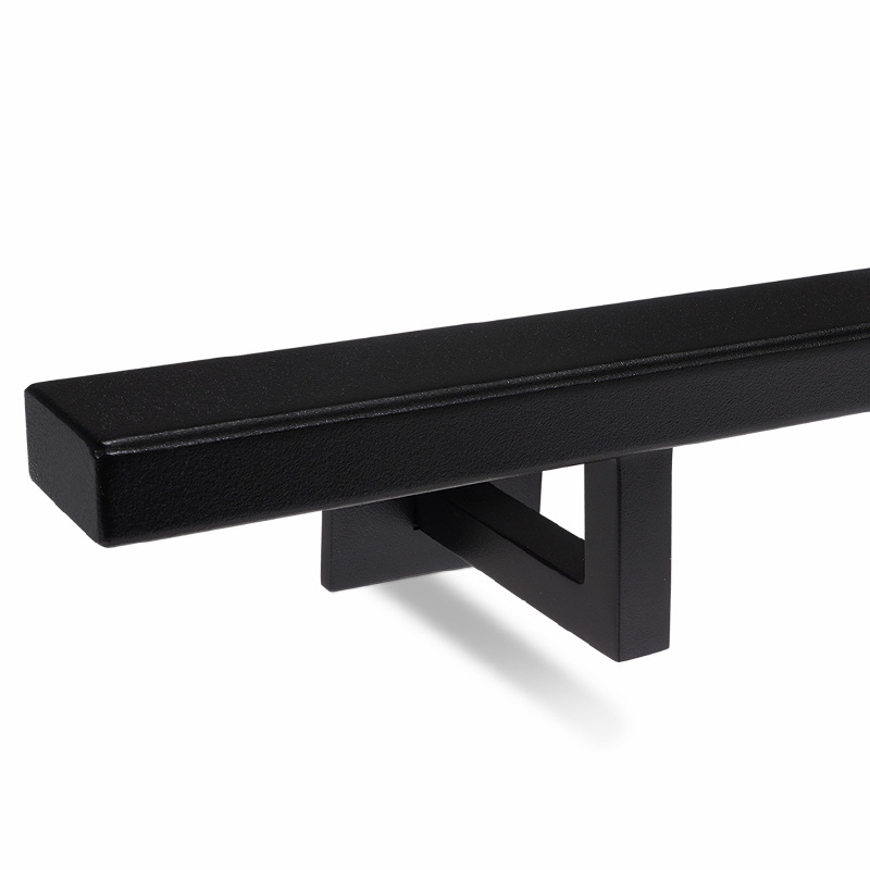  Handlauf schwarz beschichtet - für Draußen - viereckig 40x20 Modell 11 - Rechteckige Treppengeländer - Treppenhandlauf mit schwarzer Pulverbeschichtung RAL 9005