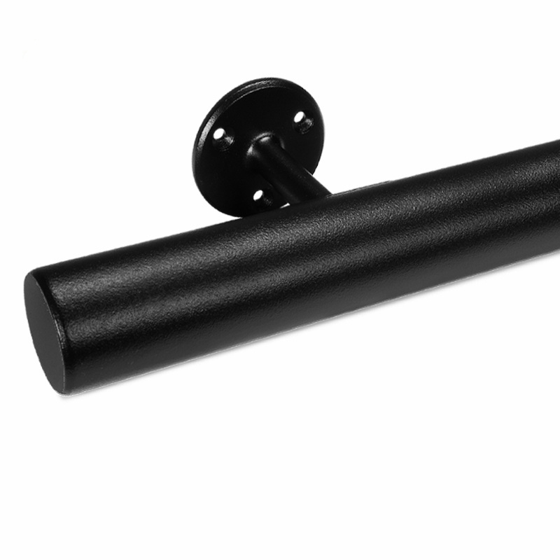  Handlauf schwarz beschichtet - für Draußen - rund Modell 4 - Runde Treppengeländer - Treppenhandlauf mit schwarzer Pulverbeschichtung RAL 9005
