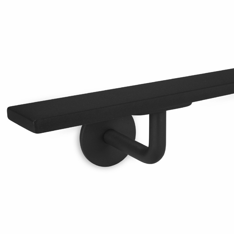  Handlauf schwarz beschichtet - für Draußen - viereckig 40x10 Modell 3 - Rechteckige Treppengeländer - Treppenhandlauf mit schwarzer Pulverbeschichtung RAL 9005