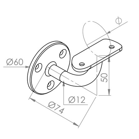 Handlauf Gunmetal Optik - rund - mit Handlaufhaltern Typ 2 - nach Maß - Treppengeländer Metall / Stahl beschichtet - Gun metal Look