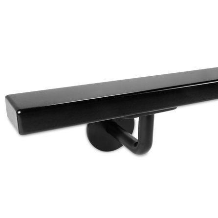 Handlauf schwarz - eckig (40x20 mm) - mit Handlaufhaltern Typ 3 - nach Maß - Treppengeländer Metall / Stahl beschichtet - RAL 9005