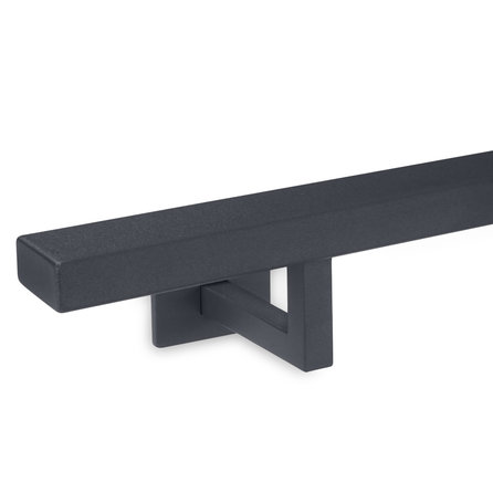 Handlauf anthrazit - eckig (40x20 mm) - mit Handlaufhaltern Typ 11 - nach Maß - Treppengeländer für außen - Metall / Stahl beschichtet - RAL 7016 oder 7021