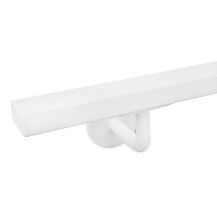 Handlauf weiß - eckig (40x20 mm) - mit Handlaufhaltern Typ 3 - nach Maß - Treppengeländer für außen - Metall / Stahl beschichtet - RAL 9010 oder 9016