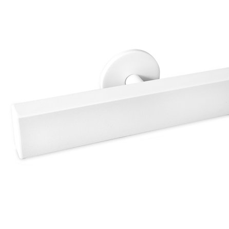 Handlauf weiß - eckig (40x20 mm) - mit Handlaufhaltern Typ 5 - nach Maß - Treppengeländer Metall / Stahl beschichtet - RAL 9016, 9010 oder 9001 Handlauf weiß - eckig (40x20 mm) - mit Handlaufhaltern Typ 5 - nach Maß - Treppengeländer Metall / Stahl beschichtet - RAL 9016, 9010 oder 9001
