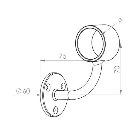 Handlaufhalter Edelstahl - Typ 8 - rund - für einen Handlauf rund - Handlaufträger Edelstahl V2A (304) gebürstet