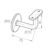 Handlaufhalter schwarz - Typ 3 - eckig - für einen Handlauf eckig - Handlaufträger für außen - Metall / Stahl beschichtet - RAL 9005