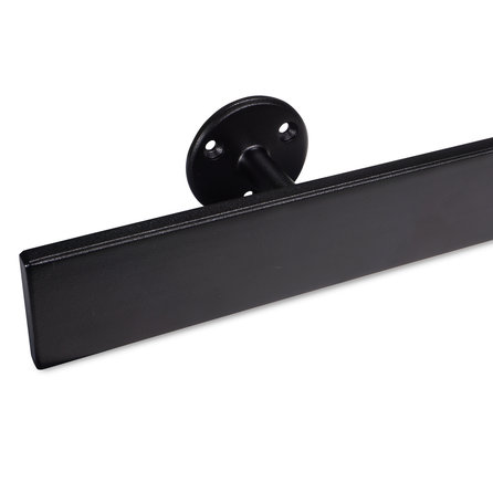 Handlauf schwarz - eckig (50x10 mm) - mit Handlaufhaltern Typ 4 - nach Maß - Treppengeländer Metall / Stahl beschichtet - RAL 9005