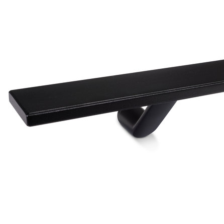 Handlauf schwarz - eckig (50x10 mm) - mit Handlaufhaltern Typ 7 - nach Maß - Treppengeländer Metall / Stahl beschichtet - RAL 9005
