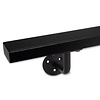 Handlauf schwarz - eckig (40x20 mm) - mit Handlaufhaltern Typ 1 - für außen - nach Maß - Treppengeländer für außen - Metall / Stahl beschichtet - RAL 9005