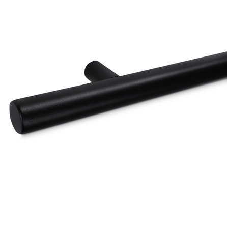 Handlauf schwarz - rund schmal - mit Handlaufhaltern Typ 14 - nach Maß - Treppengeländer Metall / Stahl beschichtet - RAL 9005