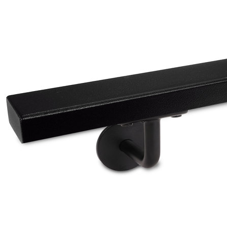 Handlauf schwarz - eckig (40x20 mm) - mit Handlaufhaltern Typ 3 - nach Maß - Treppengeländer Metall / Stahl beschichtet - RAL 9005