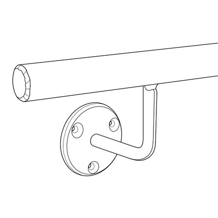 Handlauf Schmiedeeisen in RAL-Farbe nach Wunsch - rund (20 mm) solide - mit (geschweißtem) Haltern Typ 1 - nach Maß - Handlauf Rundstahl geschmiedet / Treppengeländer Gusseisen beschichtet in einer Farbe Ihrer Wahl